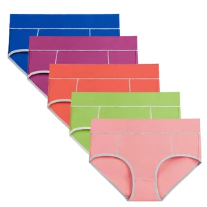 Womens Mid Waist Briefs Girl Sustainable Organic Cotton Briefs Ladies Full Coverage Elastane Panties Pack