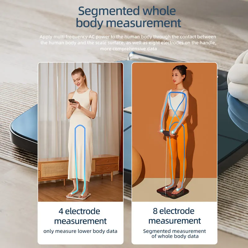 TFT Large Screen Wifi bluetooth Scale Analysis Bmi Digital 8 Electrodes Scale Smart Body Fat bluetooth Scale