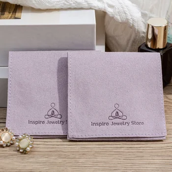 Custom Embossed Microfiber Suede Jewelry Bag for Small Ring Necklace Earring Storage-Luxury Textile Packaging Envelope Pouch