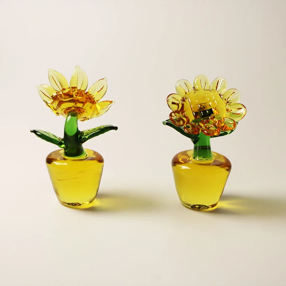 Handmade Artisan Crafts  Glass Flowers Home sunflower Glass Flowers Bonsai Decorative Ornaments