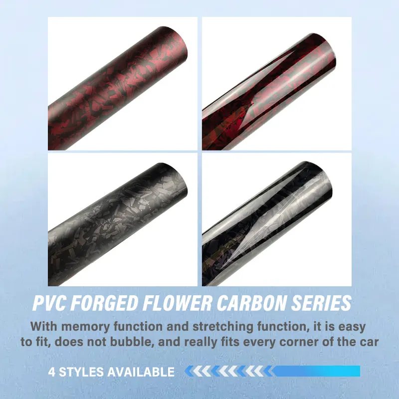 PET Backing PVC Gloss Matt Black Red Surface 1.52*18M Vinyl Wrap Car Color Wrapping Forged Carbon Fiber Forged Wrap
