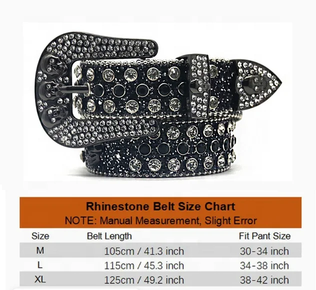 国内で当店のみ Supermade - Studded Rhinestone Hip Hop Belt 国内で当店のみ Supermade - Studded Rhinestone Hip Hop Belt