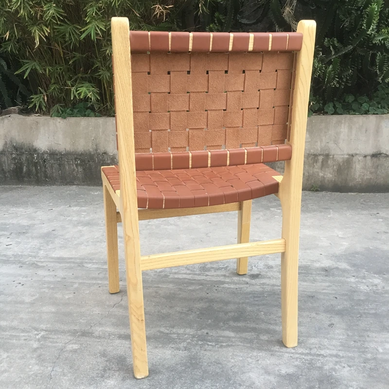 Скандинавский стиль дизайн из массива тика седло Кожаный Плетеный мест стекируемые обеденные стулья для кафе, ресторанов и отелей