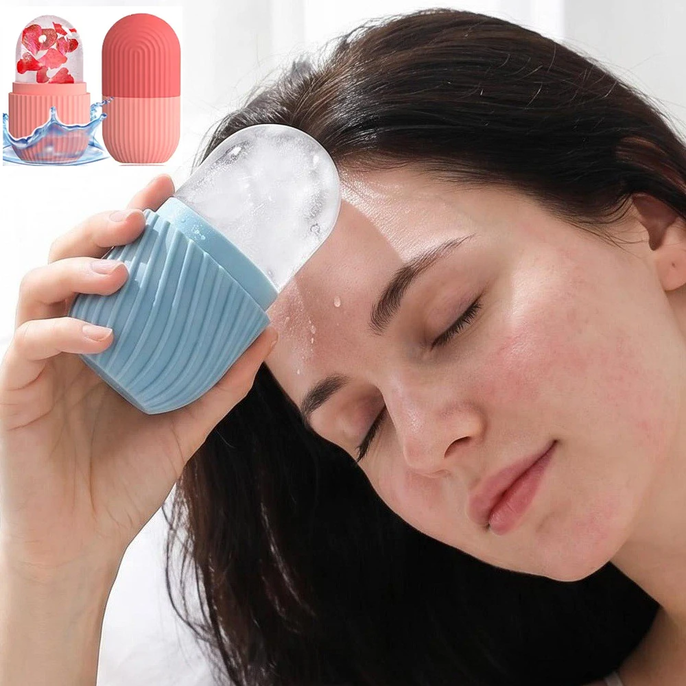 Custom Logo Silicone Beauty Ice Mould Facial Rollers Cube Ice Roller for Face and Eye Neck Skin Care Tolls Reusable Ice Mold
