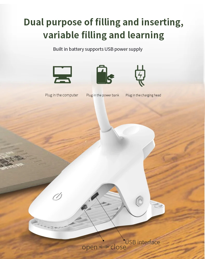 Cold light minimalist led reading desk lamp bedroom desk lamp desktop study creative clip small table lamp