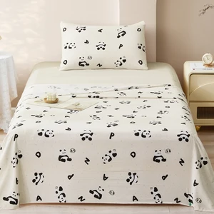 Panda Printed Polyester Bed Sheet Set Comfortable House Bedding with Animal Pattern Mainstay Bed Sheets