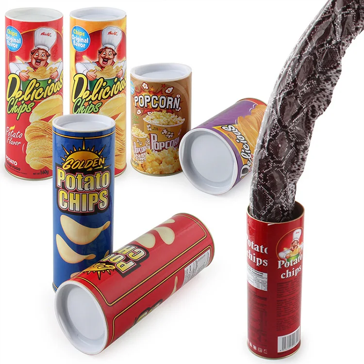 Jouet Farce Chips Serpent - Canette à Ressort Qui Sursaute En Ouvrant - Blague Pour Halloween, Poisson D'Avril, Anniversaire