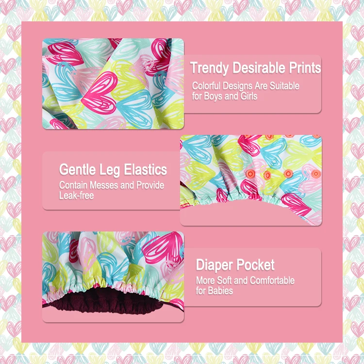Nappy Pants Reusable Diapers Cloth Diaper 2024 New at Night Waterproof Adjustable Newborn for Baby Multi