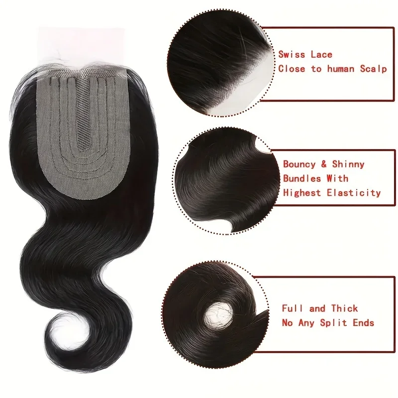 Body Wave žmogaus plaukų nėrinių užsegimas T dalis perukas. Brazilijos Remy plaukai_voghion.com