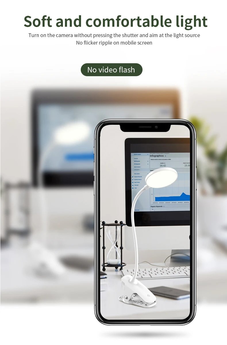 Cold light minimalist led reading desk lamp bedroom desk lamp desktop study creative clip small table lamp