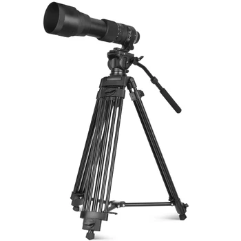 Q880  Aluminum Alloy Professional Photography Stand SLR Tripod Heavy Duty Tripod with  Panoramic Fluid Damping Head Video Tripod detail image