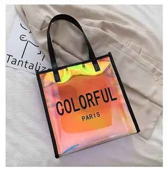 Buy Wholesale China Clear Bag Stadium Approved, Women Fashion Holographic  Rainbow Tote Bag For Work, Sports, Games & Women Fashion Bag With Hander at  USD 3