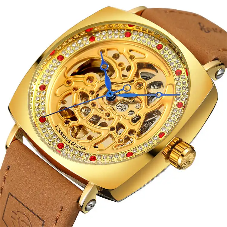 8274 Мужские механические часы из натуральной кожи