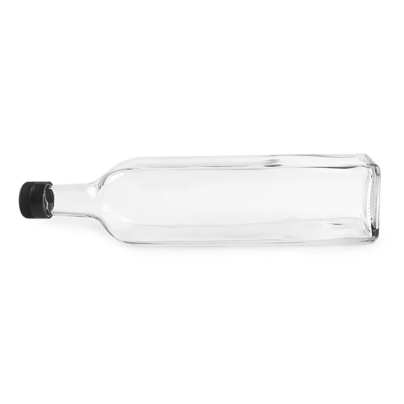 100ml-1000ml Square Clear Glass Olive Oil Bottle with Aluminum Caps or Plastic Cap