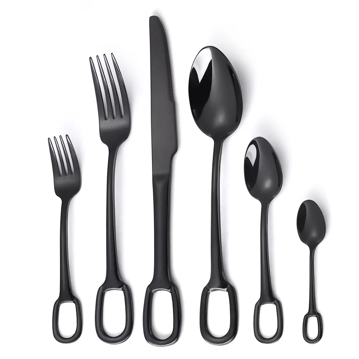 18/8 Hanging Cutlery Set Stainless Steel Hanging Hole Knife Fork Spoon Utensil Set Gold Flatware Set
