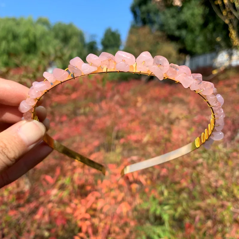 Handmade Natural Chips Crystal Gravel Hair Band Party Bride display picture 1