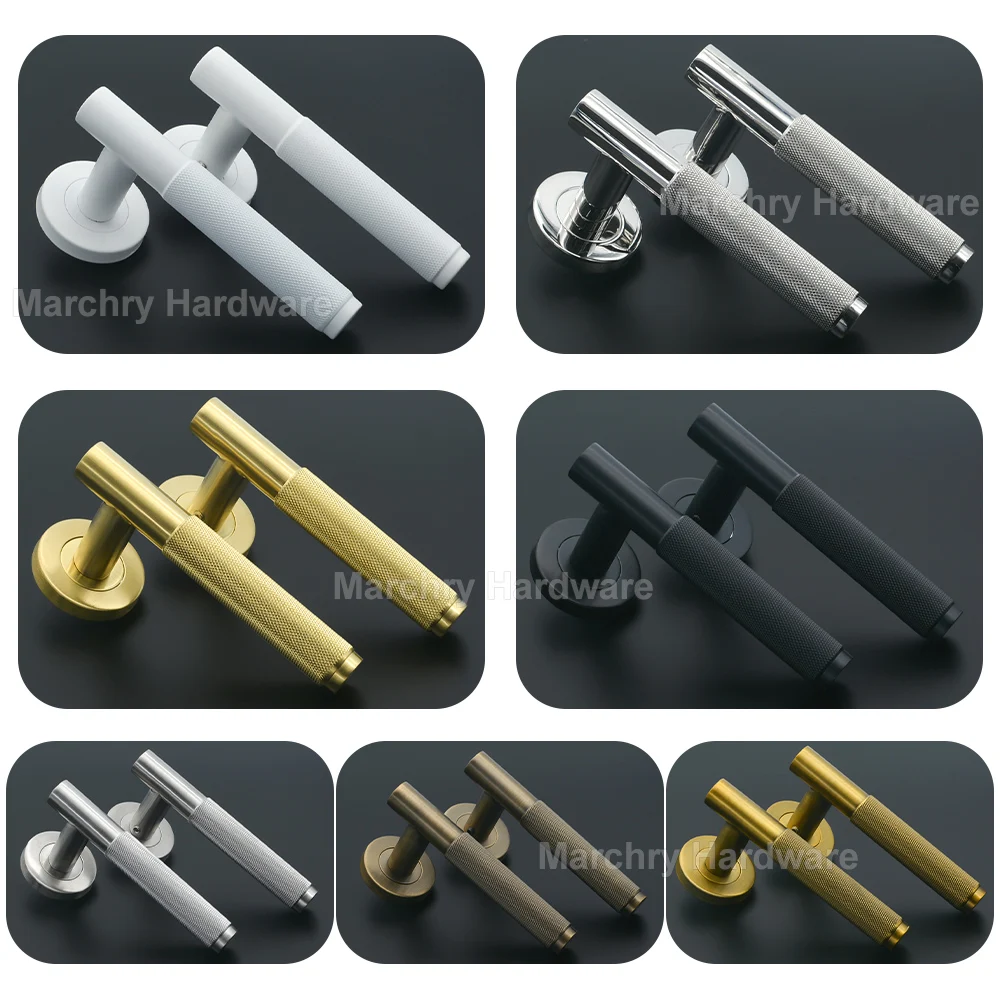 Customized Knurled Lever Door Handle Stainless Steel Modern Popular Interior Handle Gold Black