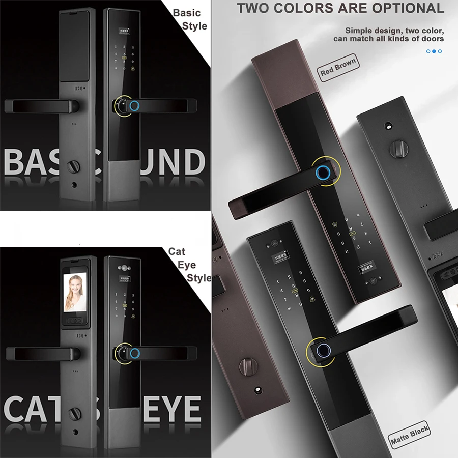 Tuya App Camera Gate Lock Wifi Electronic Remote Control Digital and Fingerprint Smart Door Handle Locks with Camera Cat Eye