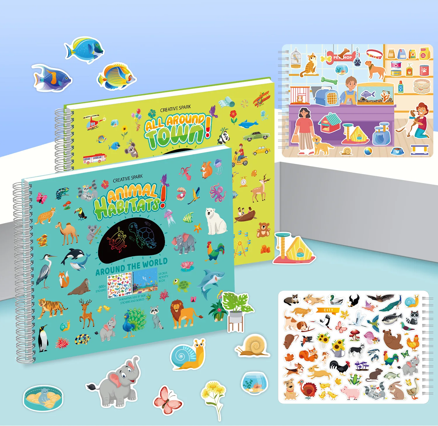 Sticker Book Children's Early Education Enlightenment Toy Book City Animal Multi Scene DIY Sticker Colored Quiet Book