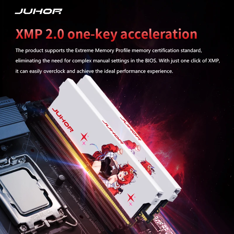 JUHOR 3600MHz DDR4 32GB/16GB*2 RAM 1.2V/1.35V 3-Year Warranty for