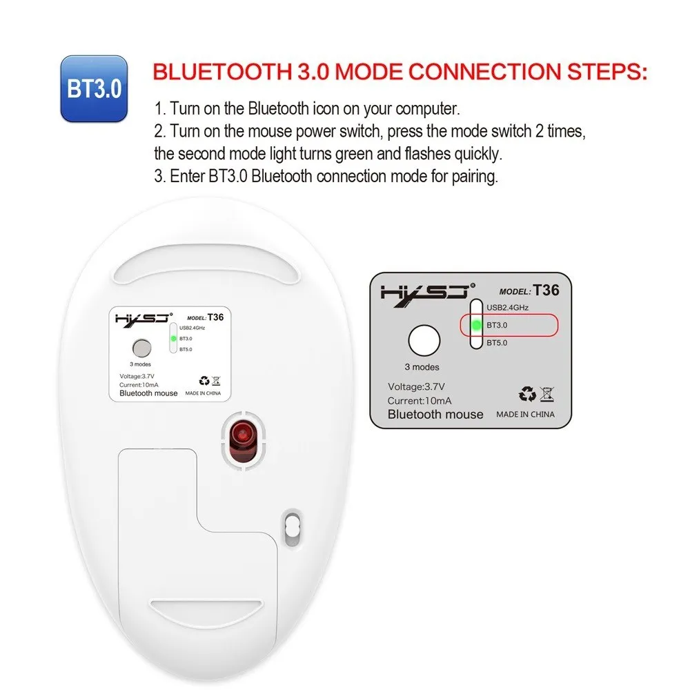 Delux — souris optique Rechargeable T36 bluetooth 3.0 + 5.0 + 2.4 ghz, trois modes, Design fin et silencieux, pour iPad, PC, ordinateur portable