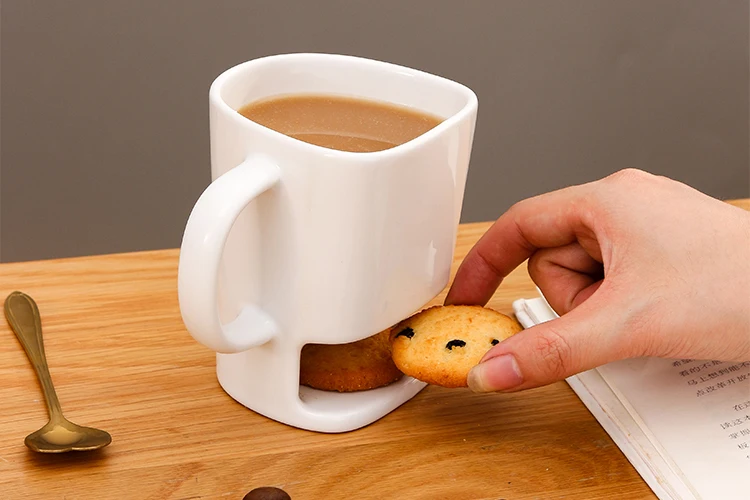 Custom Logo Ceramic Coffee Tea Milk Dessert Mug Plain White Cookie Cup