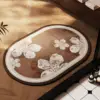 Dos marron + fleur blanche + bord blanc - ovale