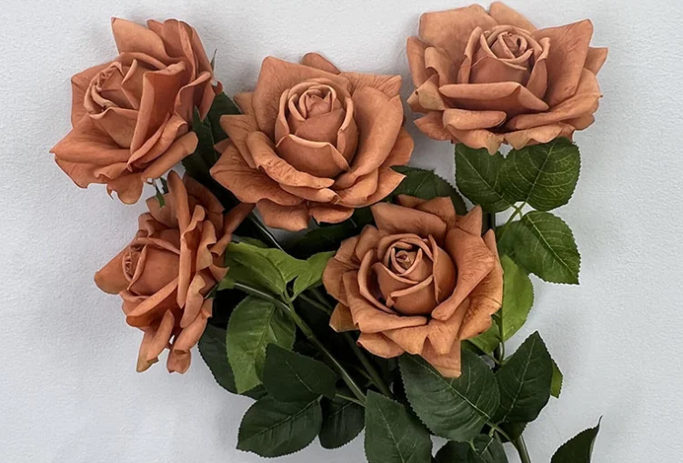 Wholesale Large Artificial Roses Dusty Rose Flower 12cm Real Touch Silk