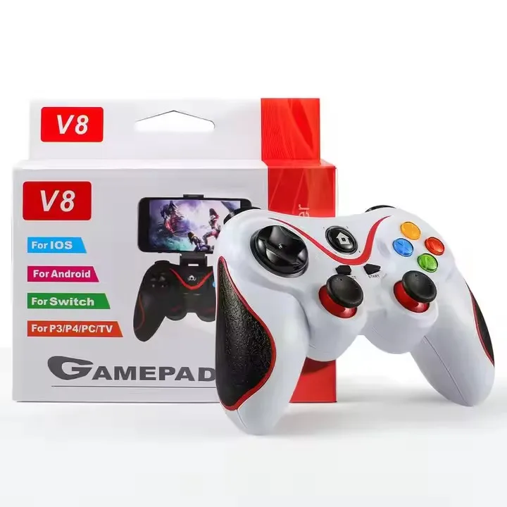 V8 Wireless BT Gamepad for Android/iOS/PC/TV Dual Vibration Controller Compatible with Home Consoles  Portable Devices