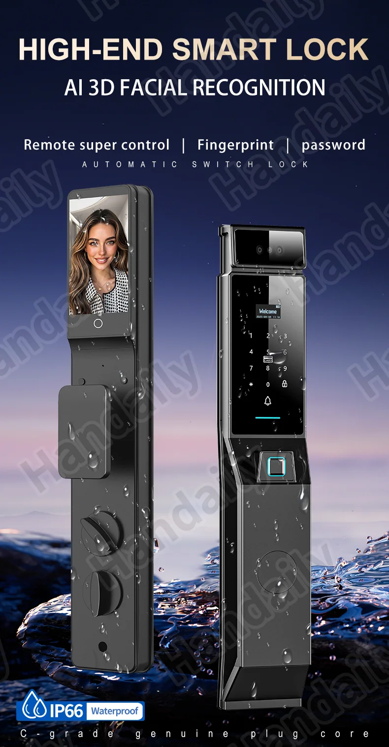 ip 66 waterproof cerradura inteligente tuya face recognition smart door lock palm security digital lock for israel 6068 mortise r90-0