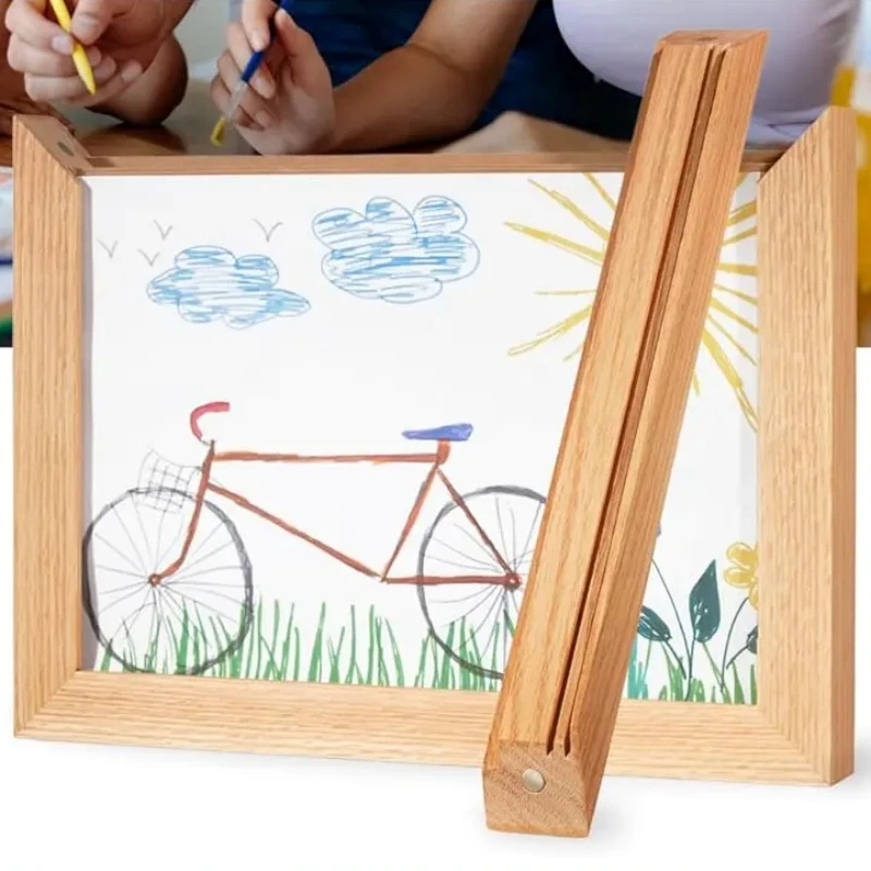 Custom Kids Art Frame with Magnetic Real Wood