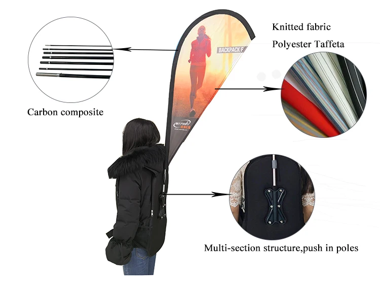 Дорога оптом Прогулочный рюкзак в форме слезинка для рекламы дизайн полиэстер ткань человек баннер