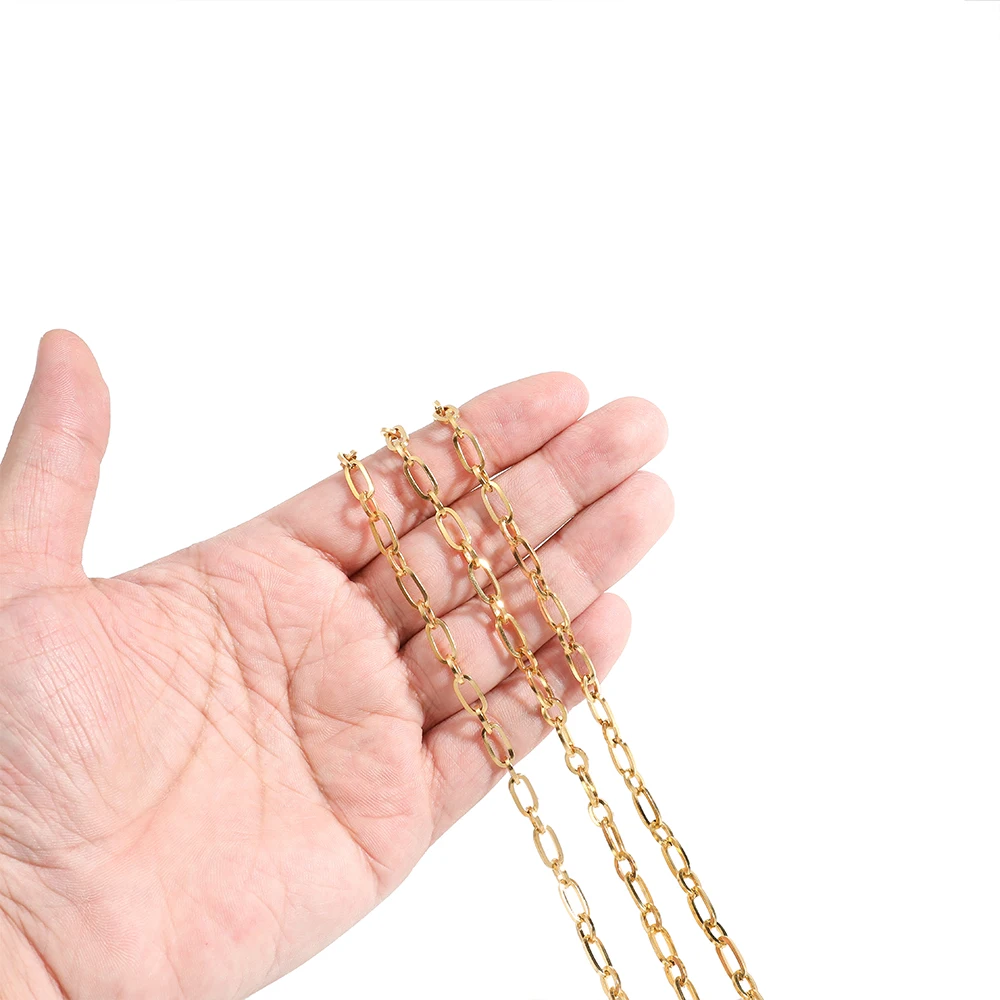 Factory Wholesale Jewelry Stainless Steel Chains Roll Plated Gold Necklace Bracelet Accessories