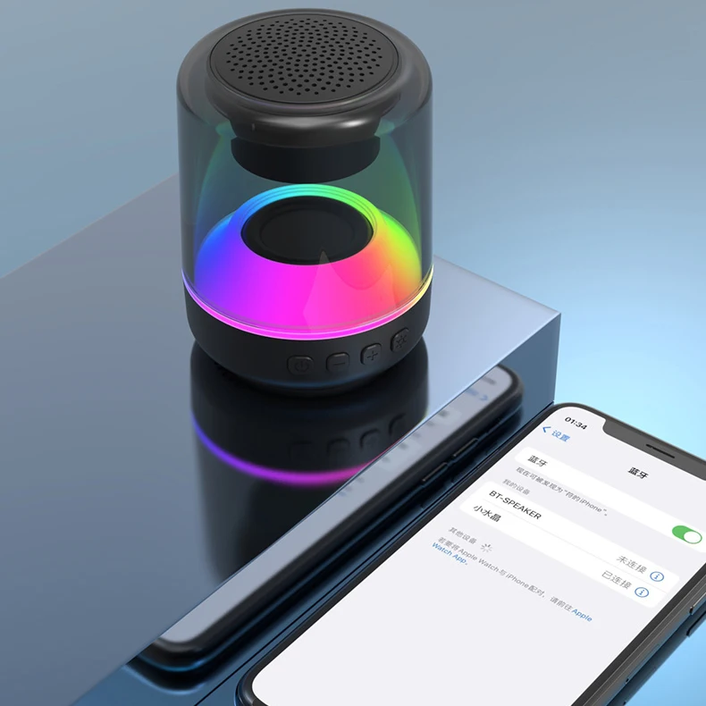 Alibaba.com: Portable Bluetooth speaker with RGB LED lights and crystal ...