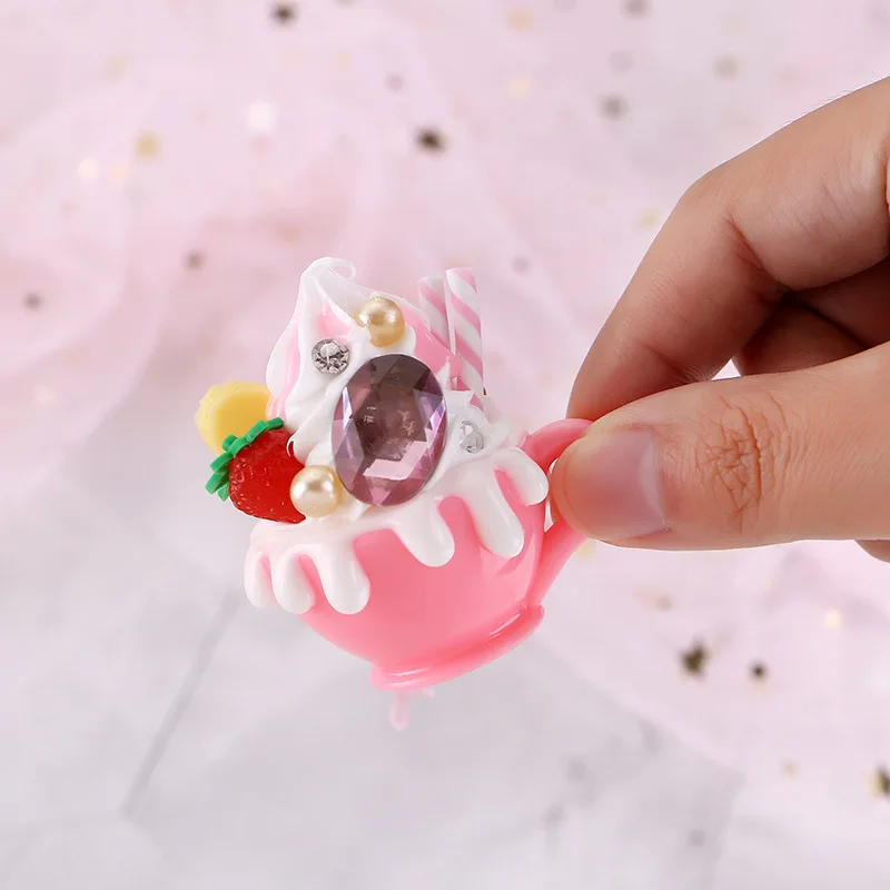 PVC Japanese Simulation Food Mini  Cake Ice Cream Cup Small Dessert Keychain Charm Pendant