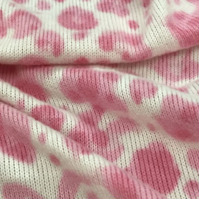 
 Трикотажная ткань из полиэстера стрейч с принтом персикового цвета  