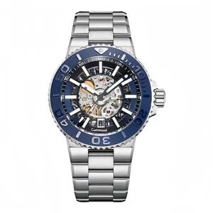 Factory Customized 43mm Luxury Men's Luminous Diving Watch Stainless Steel Skeleton Automatic Mechanical Watches