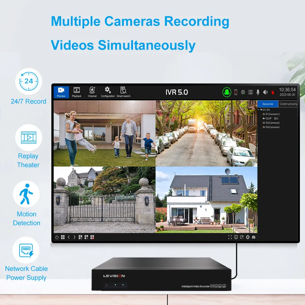 LS VISION IP 2MP 5MP 8MP 4K Full Color Bullet Dome POE IP Security CCTV Camera with NVR DVR PTZ Network Security Camera