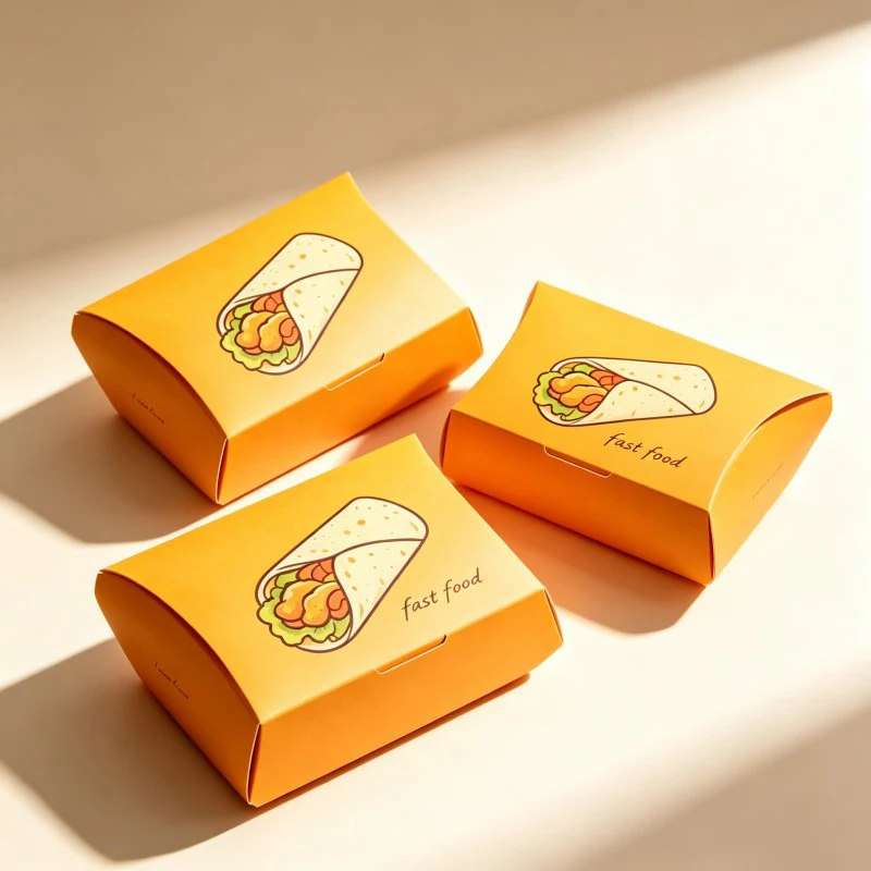 Wholesale Food Grade Shawama Chips Box  Pillow-shaped Snack Pancake Package Hamburger French Fries Paper Box Customized