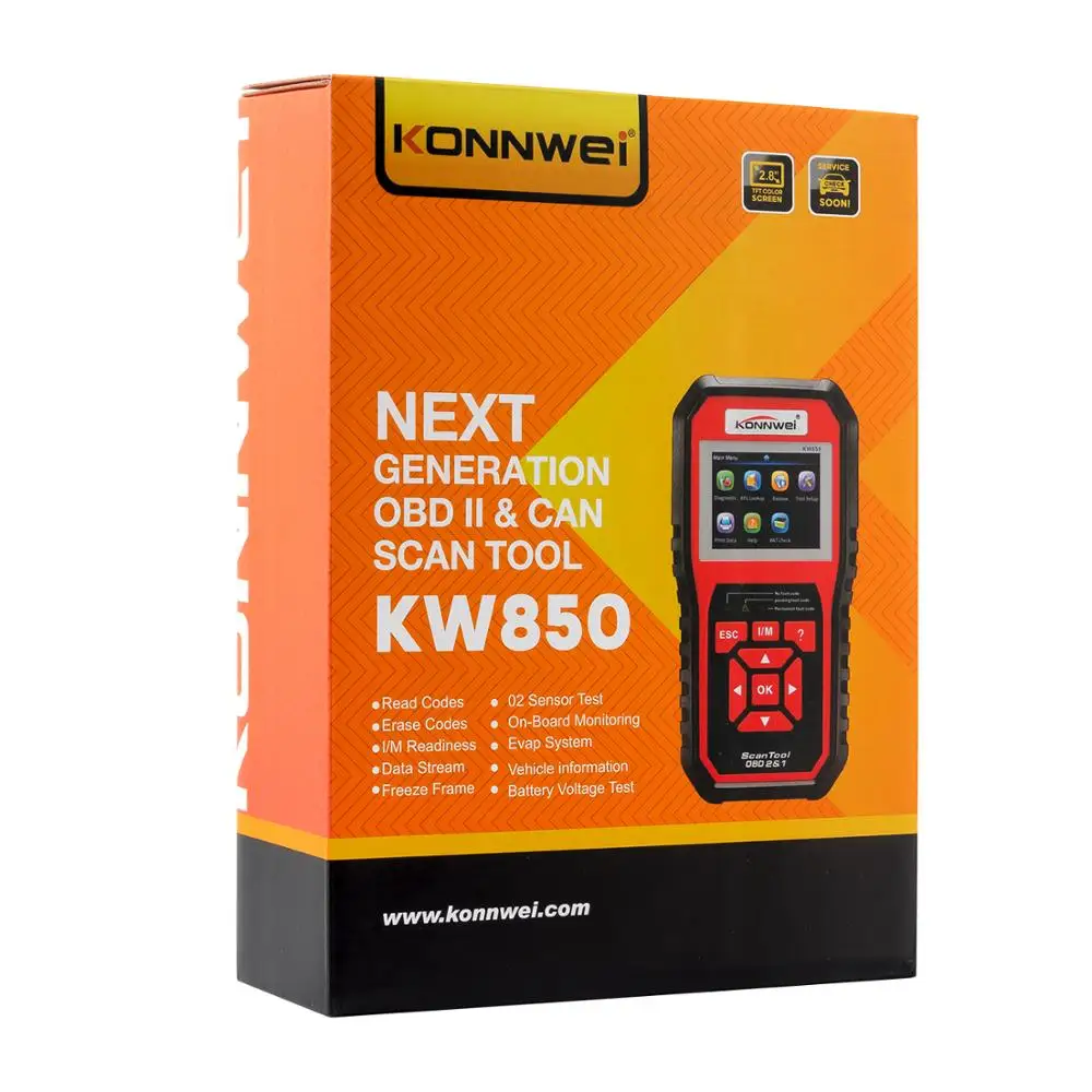 Can Update Konnwei KW850 OBD2 OBD 2 Auto Scanner OBDII Car Diagnostic Tool Support Printed Via PC