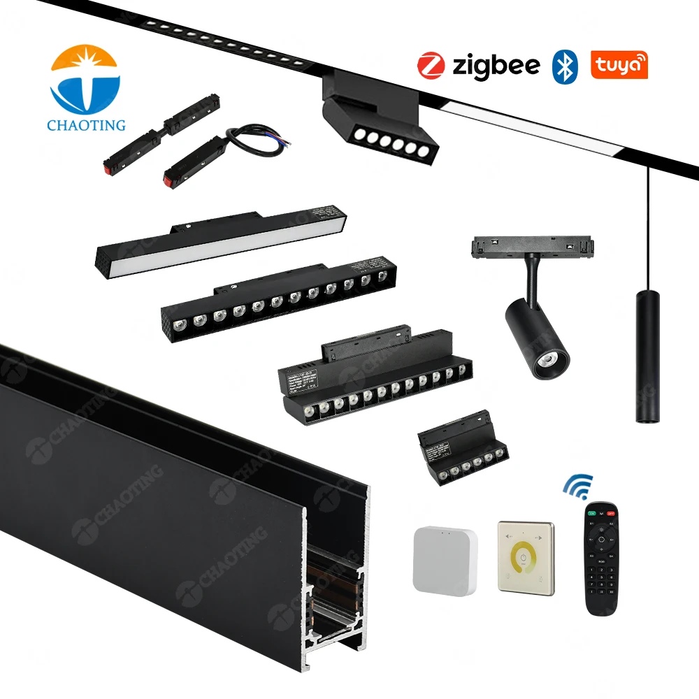 48V Magnet LED Track Light System Surface Recessed Spotlights 10W 20W 30W 40W Linear Dali Dimmable Magnetic Suction Track Light