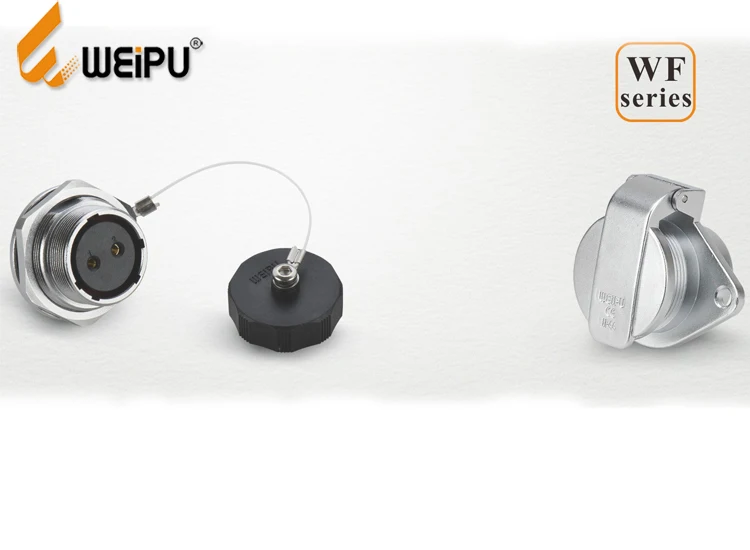 WEIPU IP67 16MM 20MM Waterproof Connector 2-hole Flange Receptacle IP67 2 Pin Insulated Electrical Cable Connector With Wire