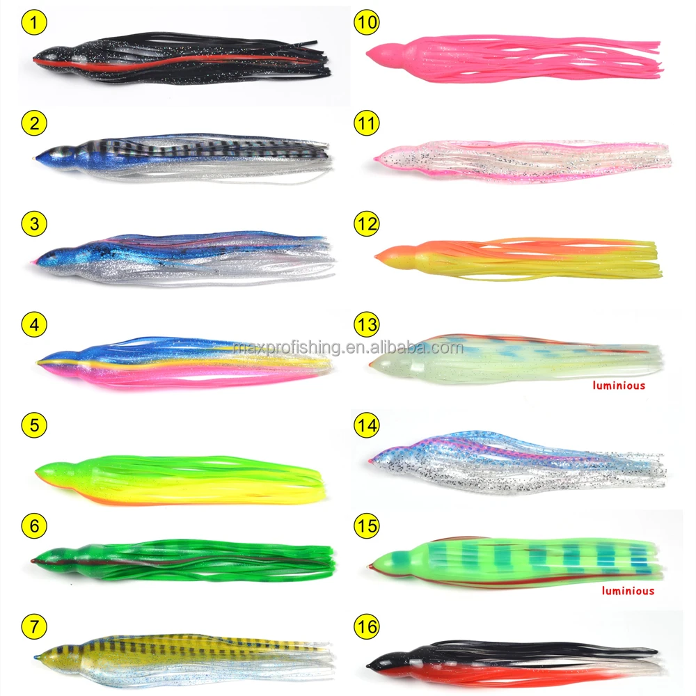 PVC Silicon Squid Replacement Green Pink Stripes Marlin Lure Big Game Trolling Skirt