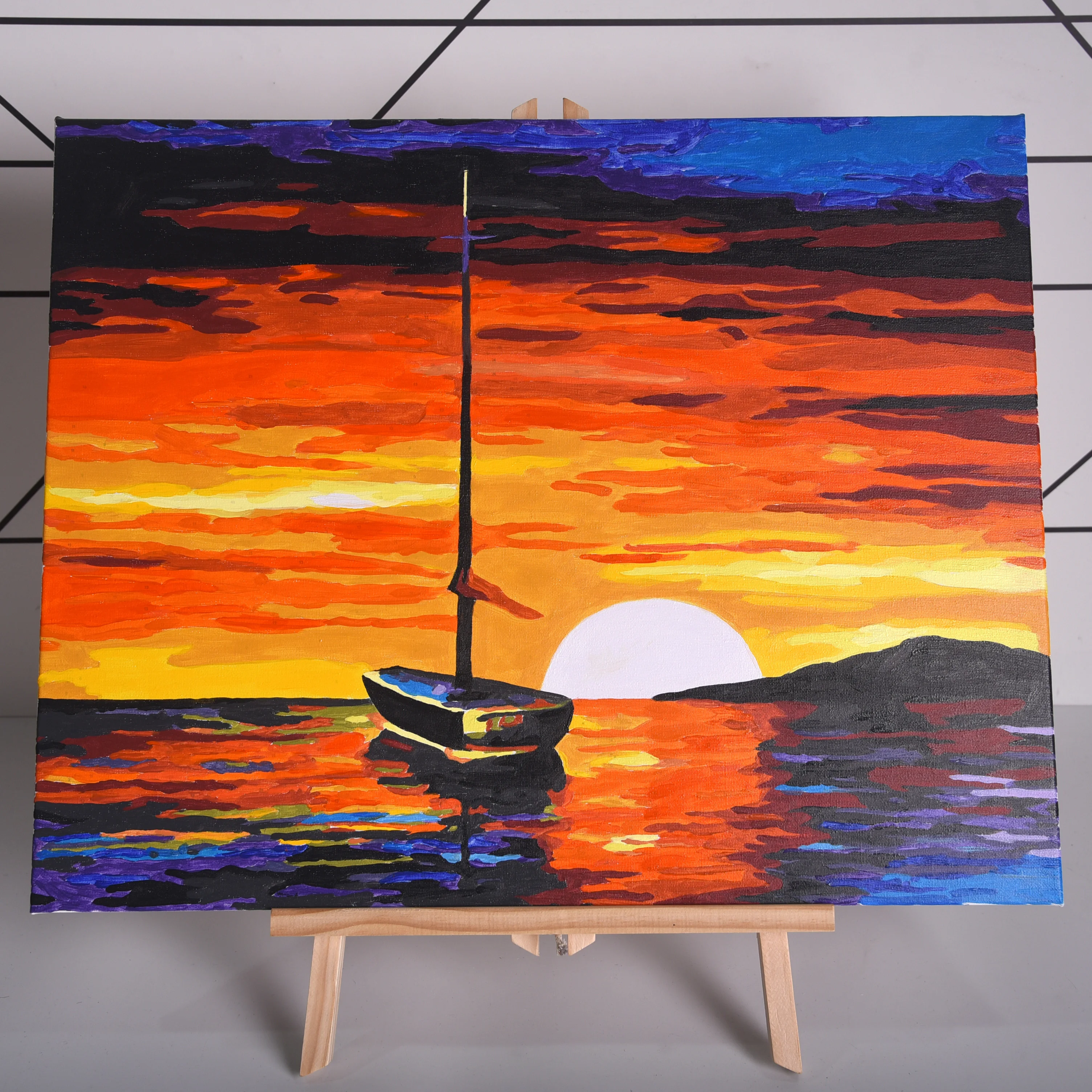 カスタム帆船夕日風景海画DIYアクリル塗り絵キット卸売| Alibaba.com