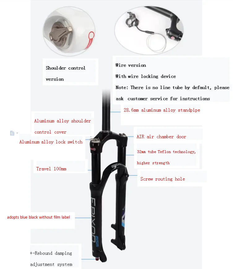 SR SUNTOUR EPIXON Mountain Bike Fork 100mm Air Suspension for 26