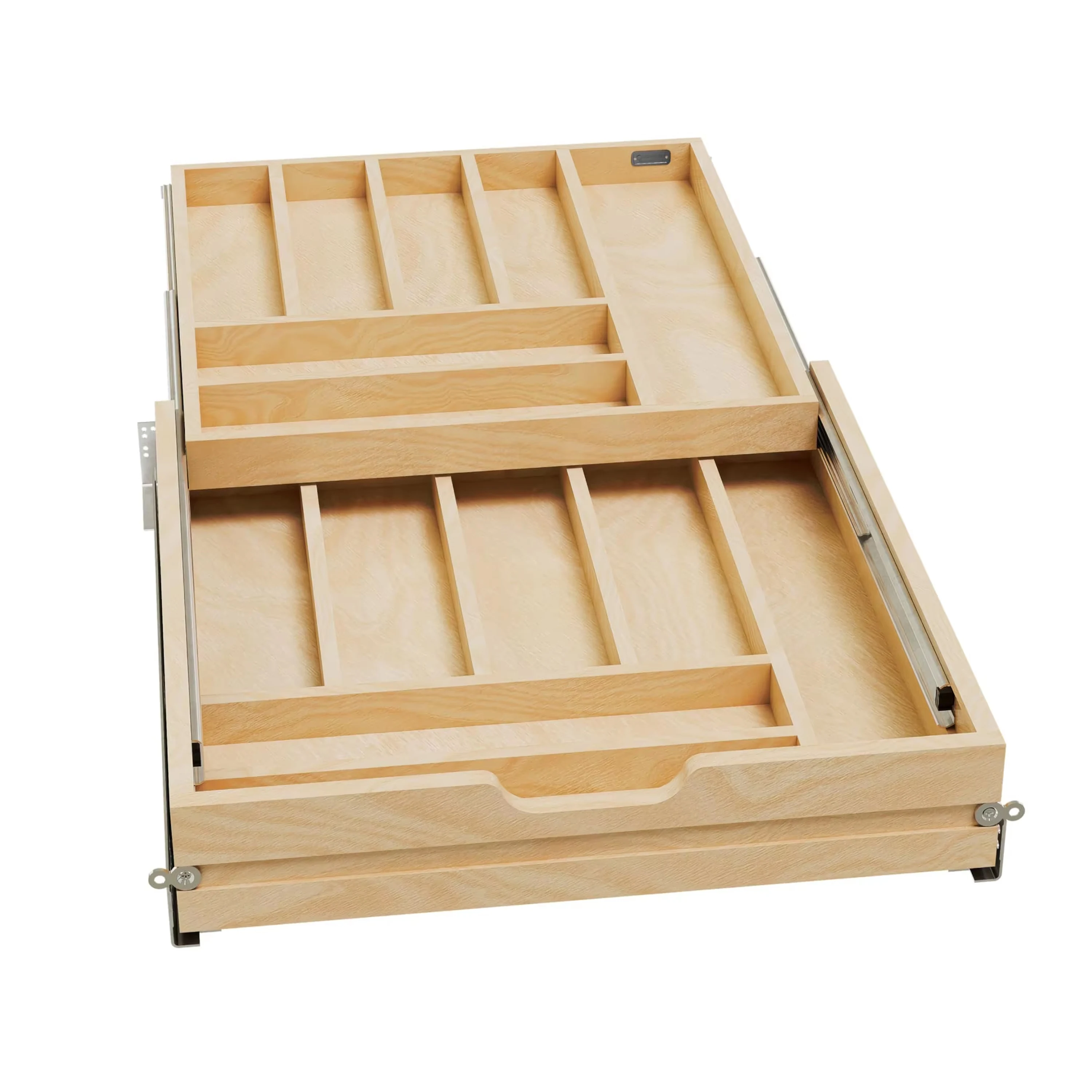 Bamboo Kitchen Utensil Drawer Organizer Expandable Cutlery Tray with Sliding Top Silverware & Kitchen Tool Storage Solution