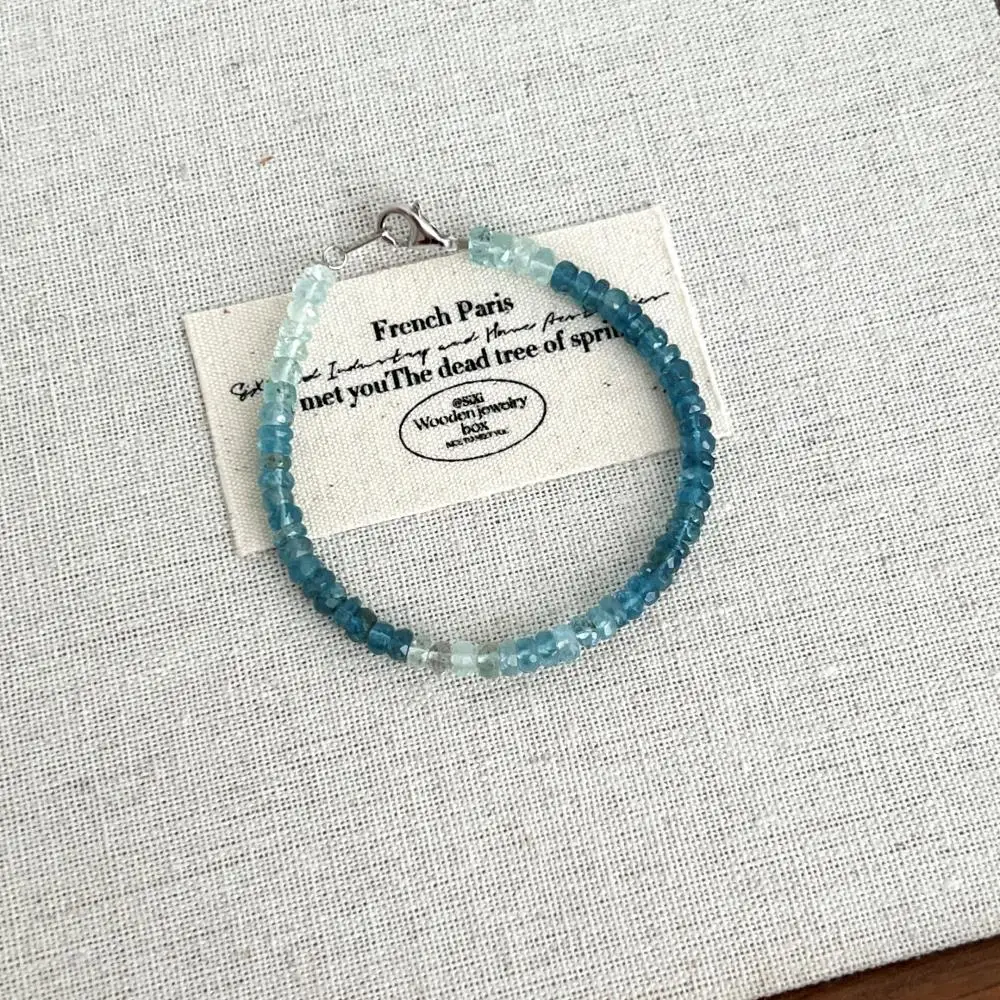 KAKODIY natural gradient sapphire beads 925 sterling silver jewelry bead bracelet detail 2