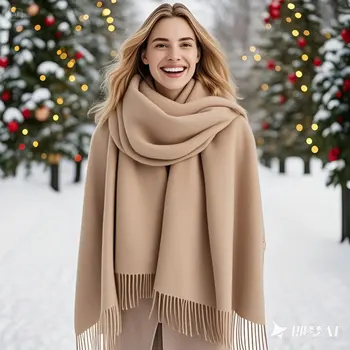 Women's 100% Wool 300g Winter Scarf Shawl Wrap Stole 200*70cm Soft Warm Woven Knitted Fashion Accessories Skin-Friendly Bulk