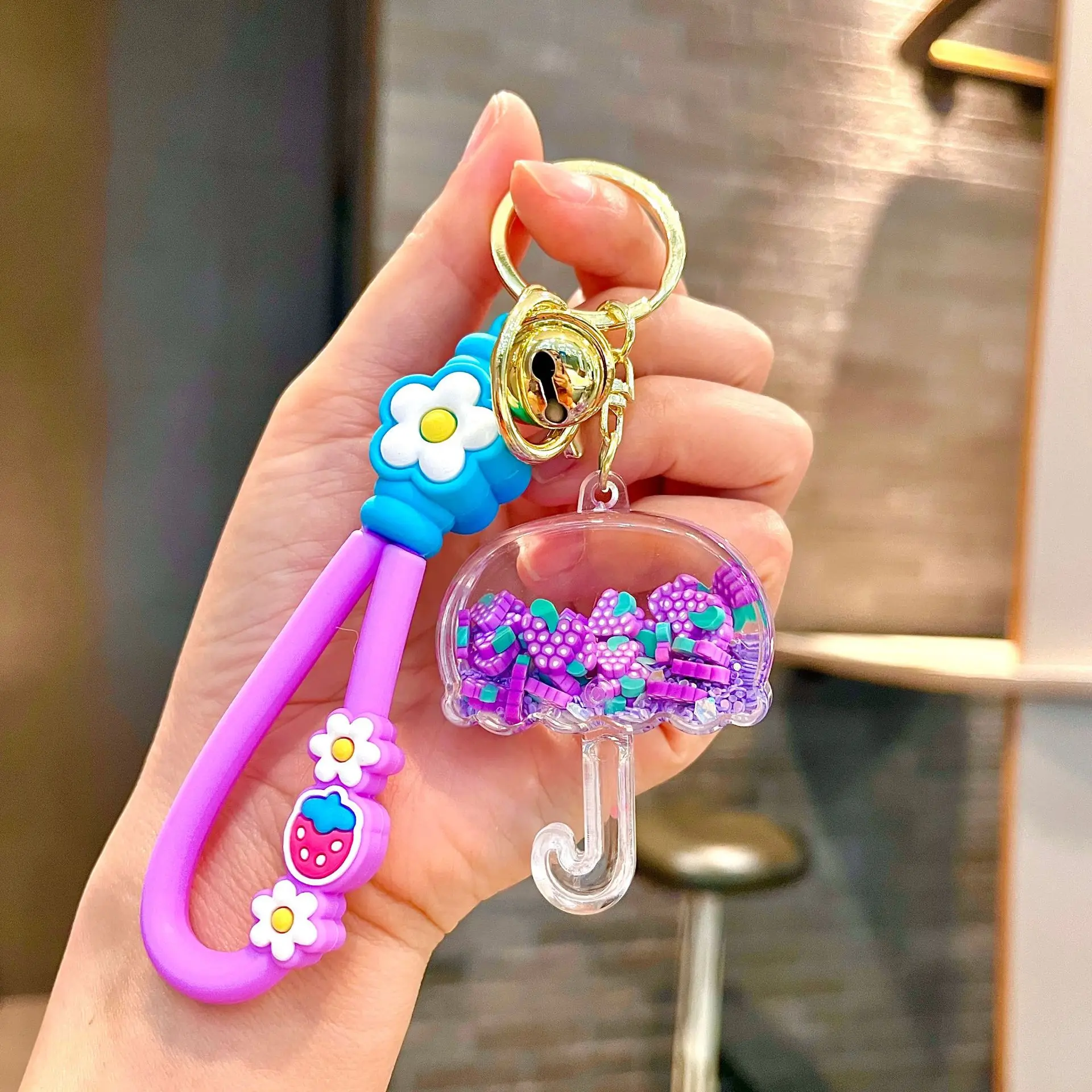 Cute Oil-Filled Strawberry Keychain - Kawaii Gift Charm