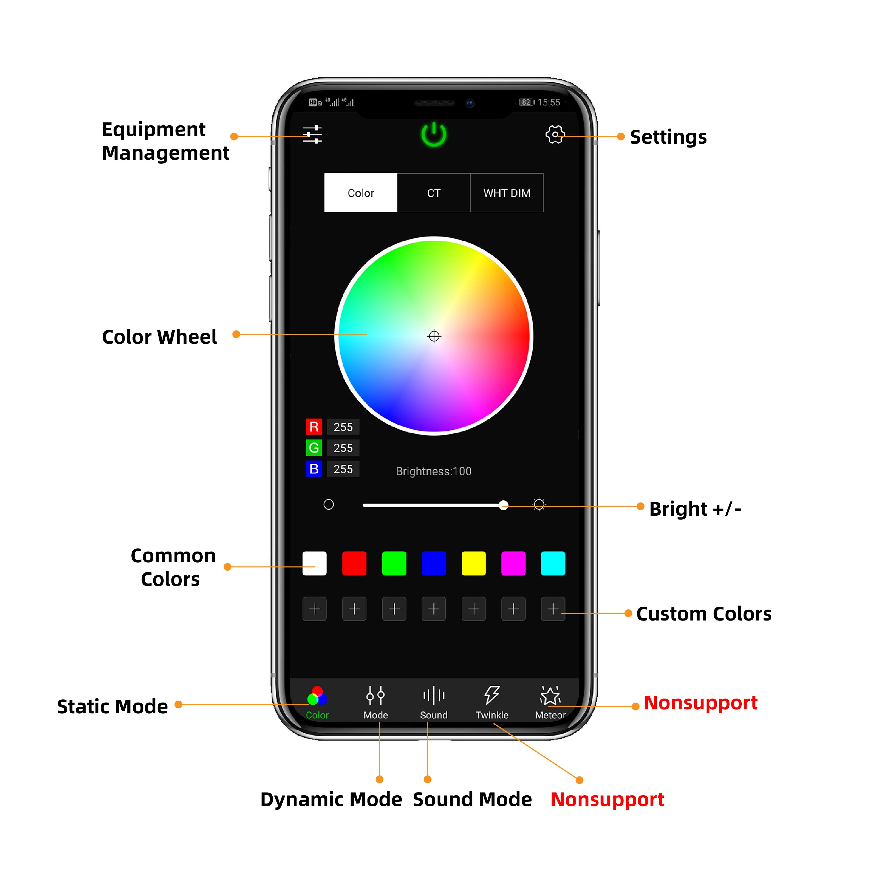 50000hrs 4 кабель сплиттер трех режимов управления RGBW LED лампы подсветки ниши для ног для автомобиля